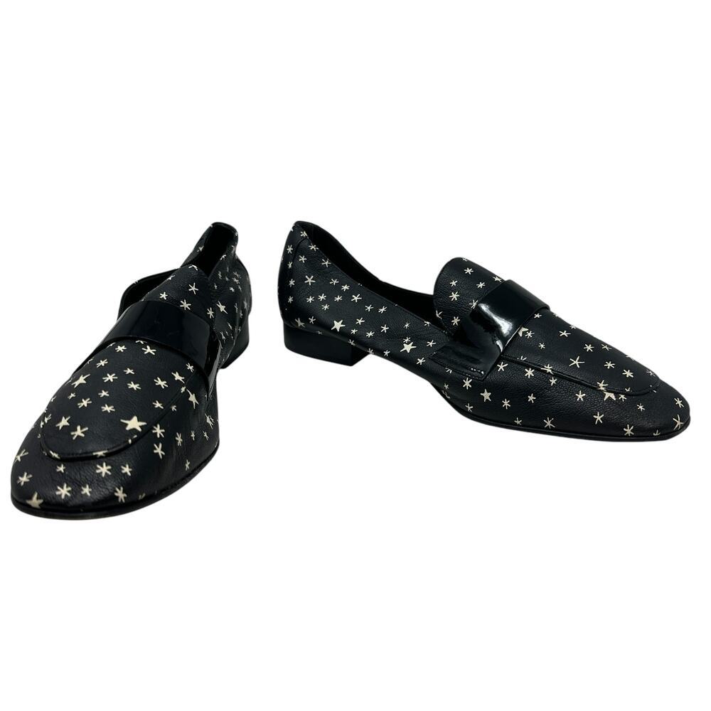 Diane von Furstenberg Lafayette Star Leather Loafers Black Size US 9.5